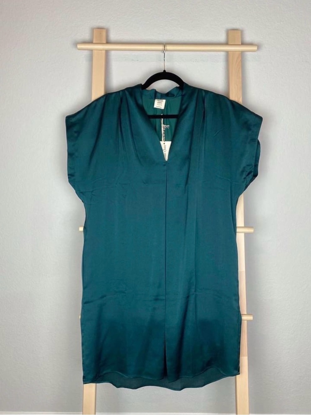 Silky Teal V-Neck Women's dress